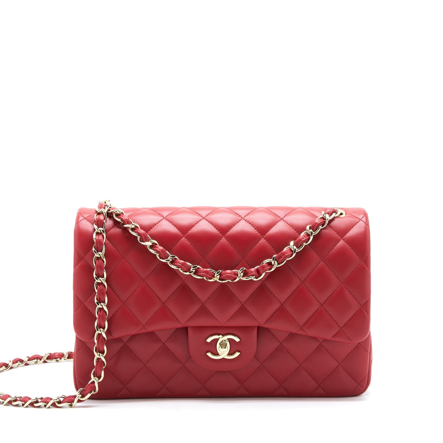 Chanel Classic Jumbo Double Flap Bag Lambskin Red L