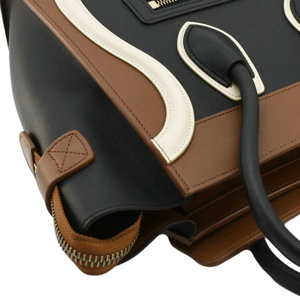 CELINE Luggage Smooth Leather Shoulder Bag Tricolor
