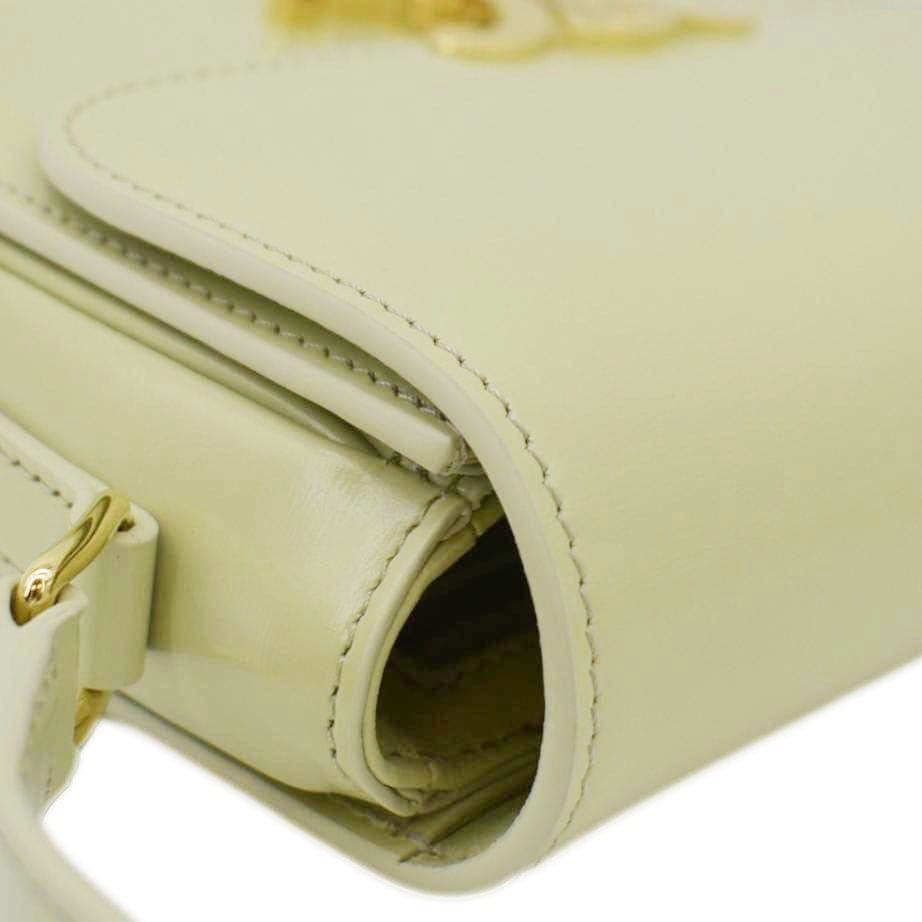 CELINE Teen Triomphe Leather Shoulder Bag Almond Green