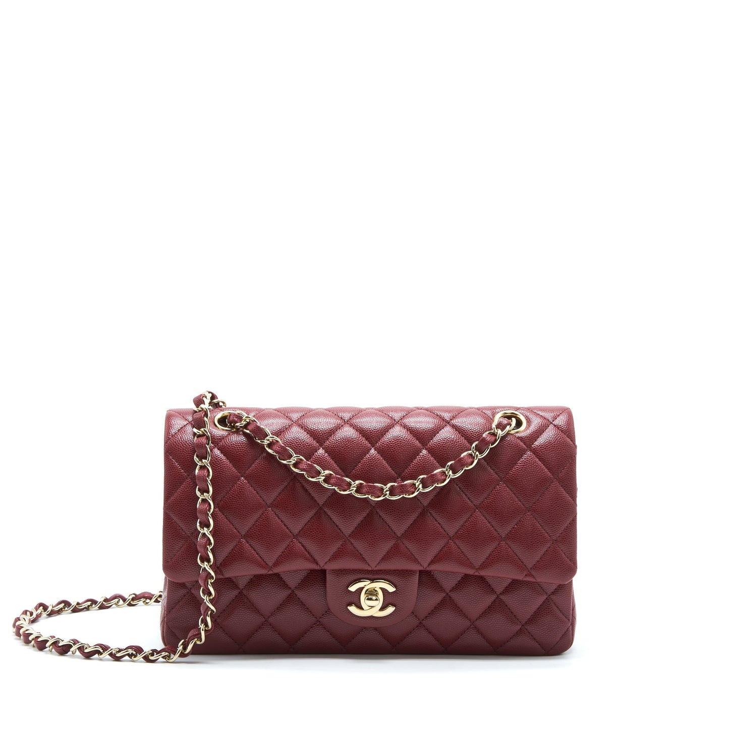 Chanel Medium Classic Double Flap Bag Caviar Dark Red L