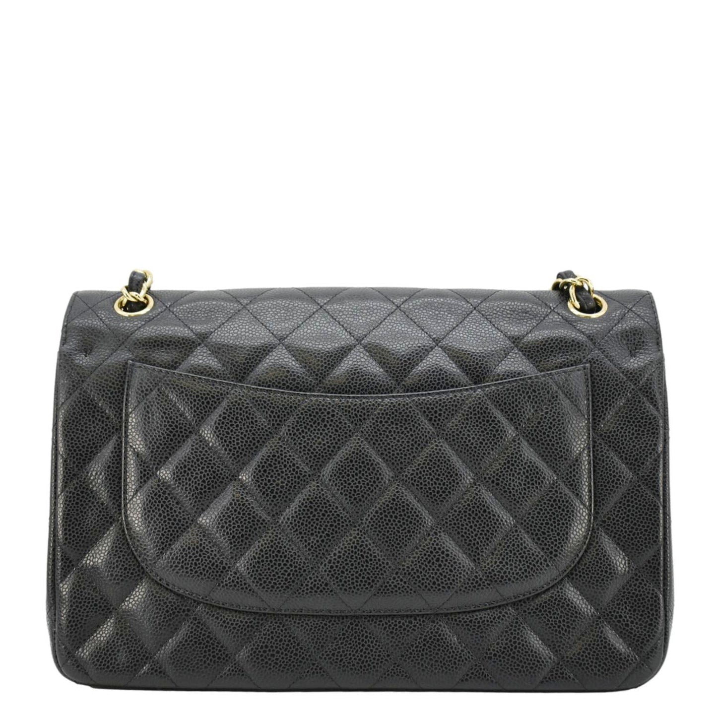 Chanel Classic Jumbo Double Flap Quilted Caviar Leather Shoulder Bag Black