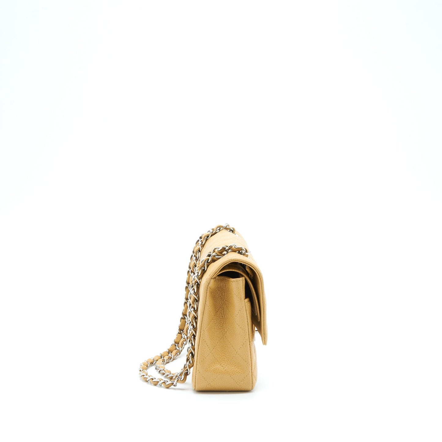 Chanel Medium Classic Double Flap Bag Caviar Dark Beige