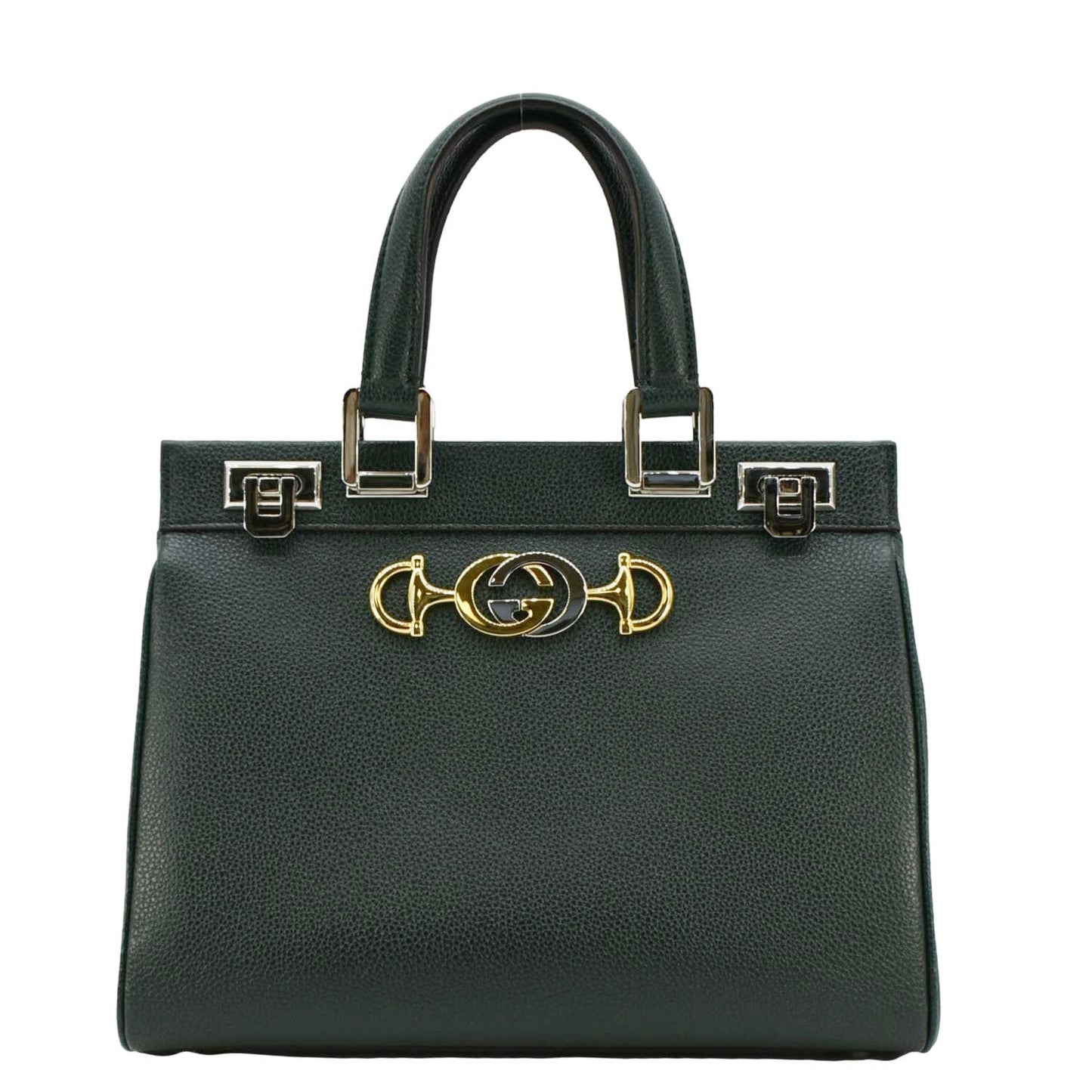 GUCCI Zumi Small Leather Top Handle Shoulder Bag Green