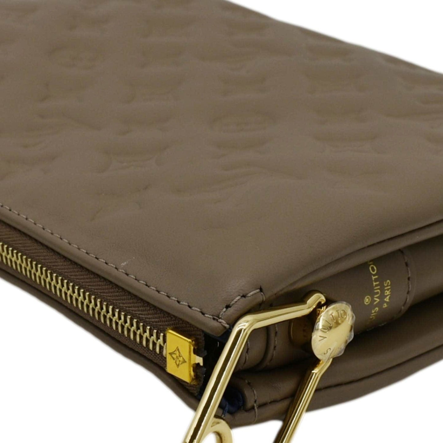 LOUIS VUITTON  Coussin PM Monogram Embossed Leather Crossbody Bag Taupe