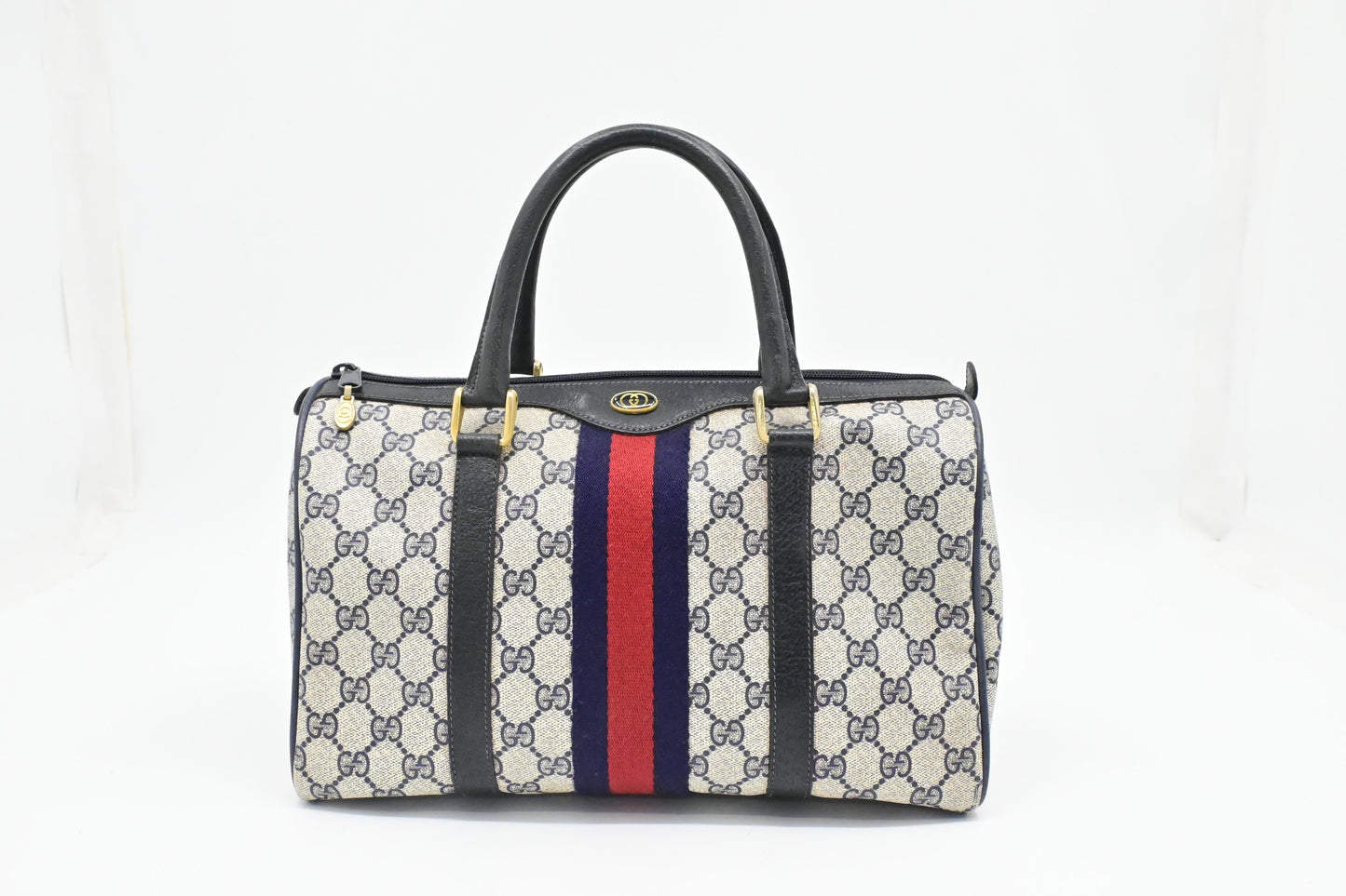 Gucci Boston Bag in Navy GG Supreme Canvas