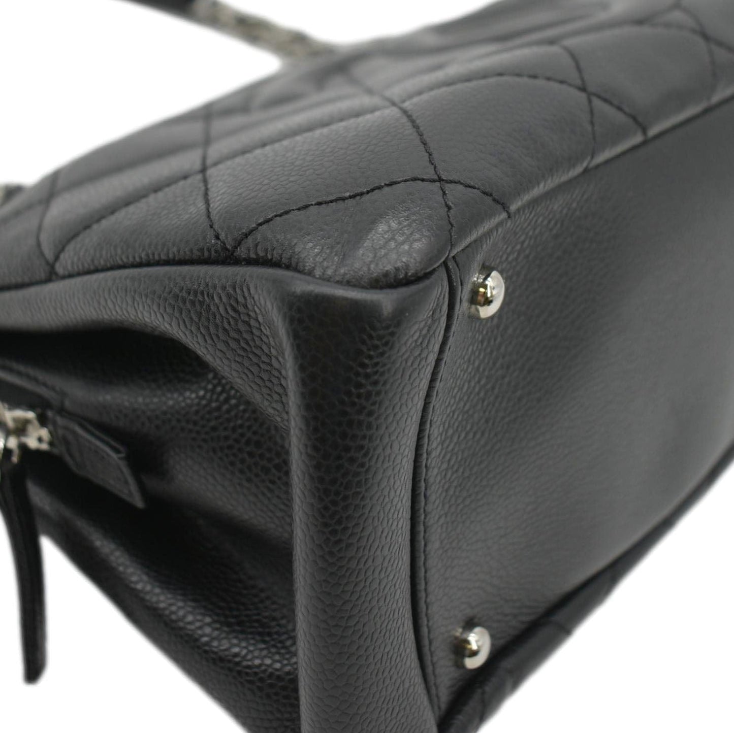 CHANEL Timeless CC Soft Quilted Caviar Leather Shopping Tote Bag Black