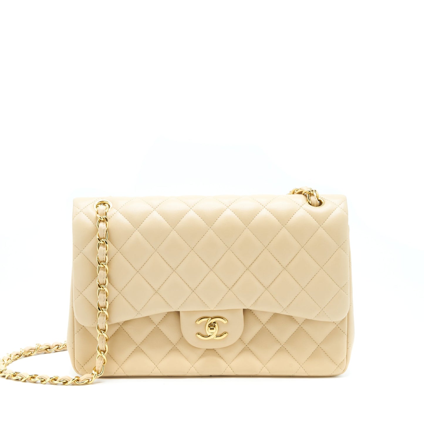 Chanel Jumbo Classic Double Flap Bag Lambskin Beige L