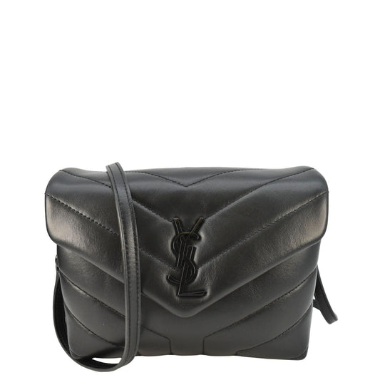 YVES SAINT LAURENT Loulou Toy Quilted Leather Crossbody Bag Black