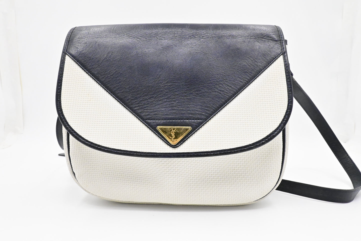 YSL Saint Laurent Shoulder Bag in White Coated Canvas