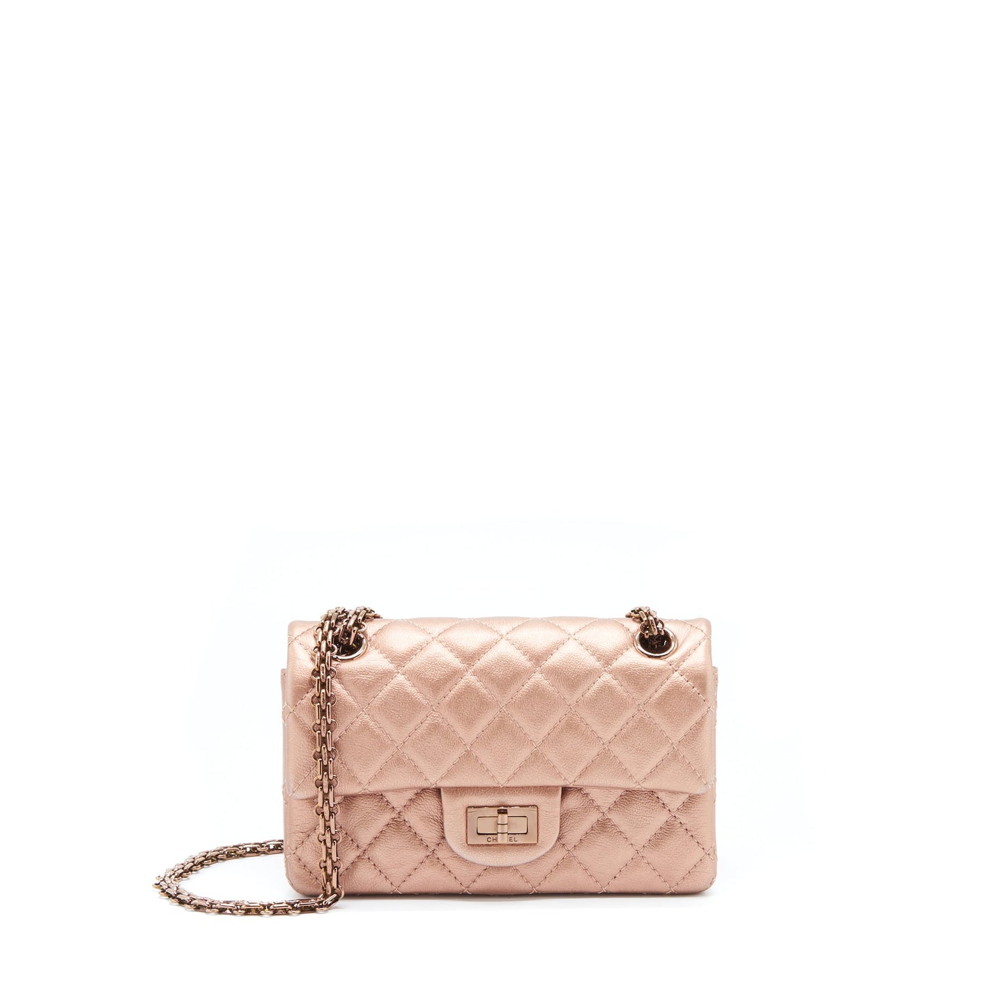 Chanel Mini 2.55 Reissue Flap Bag Calfskin Metallic Pink