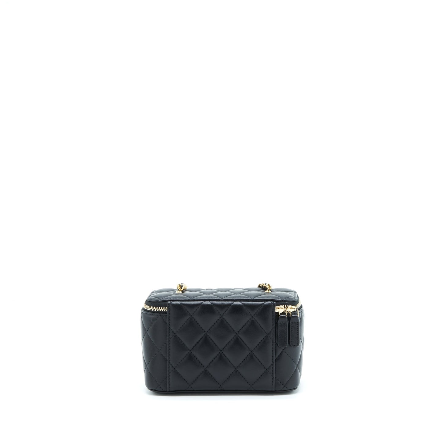 Chanel 22S Pearl Crush Long Vanity With Chain Lambskin Black