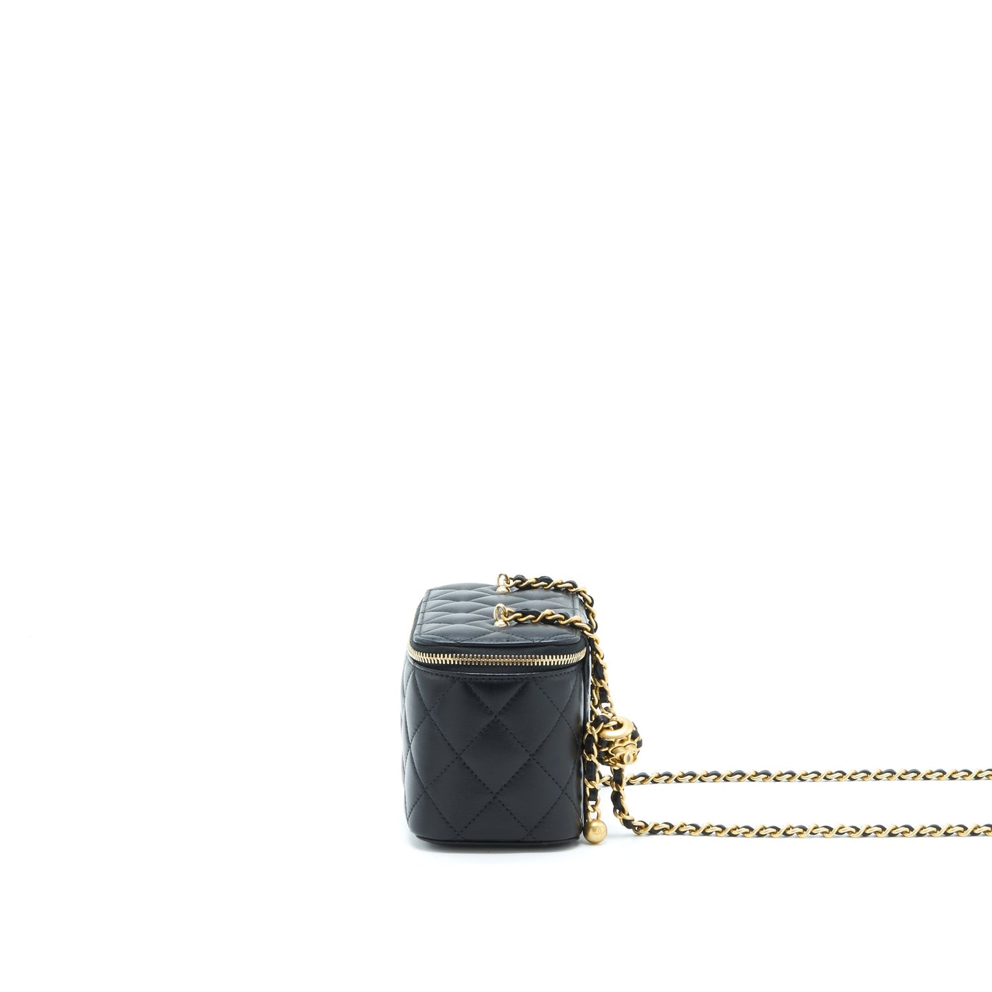 Chanel 22S Pearl Crush Long Vanity With Chain Lambskin Black