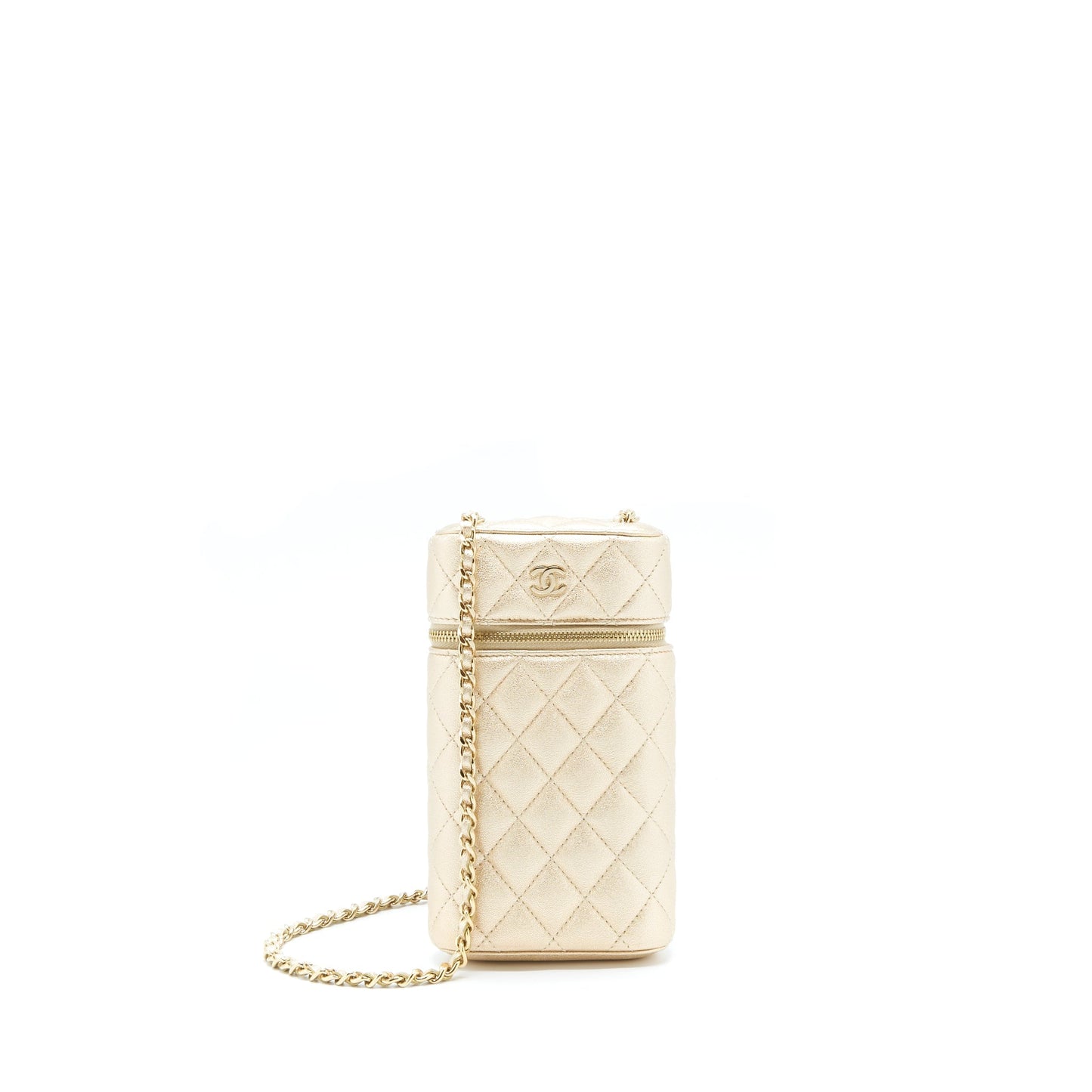 Chanel Classic Vanity Phone Holder With Chain Lambskin Gold