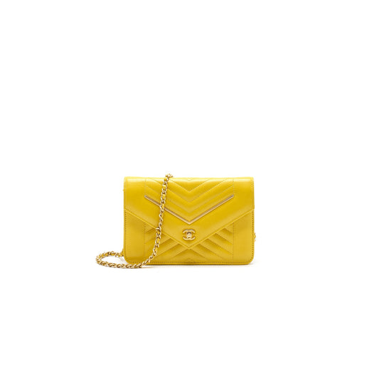 Chanel Seasonal Wallet On Chain Yellow Crossbody
