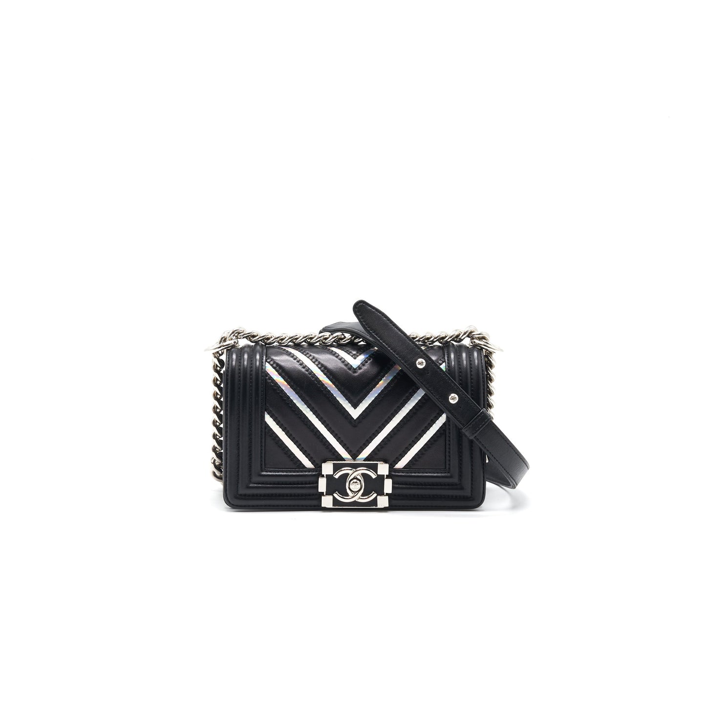 Chanel Small Chevron Le boy Lambskin Black Handbag