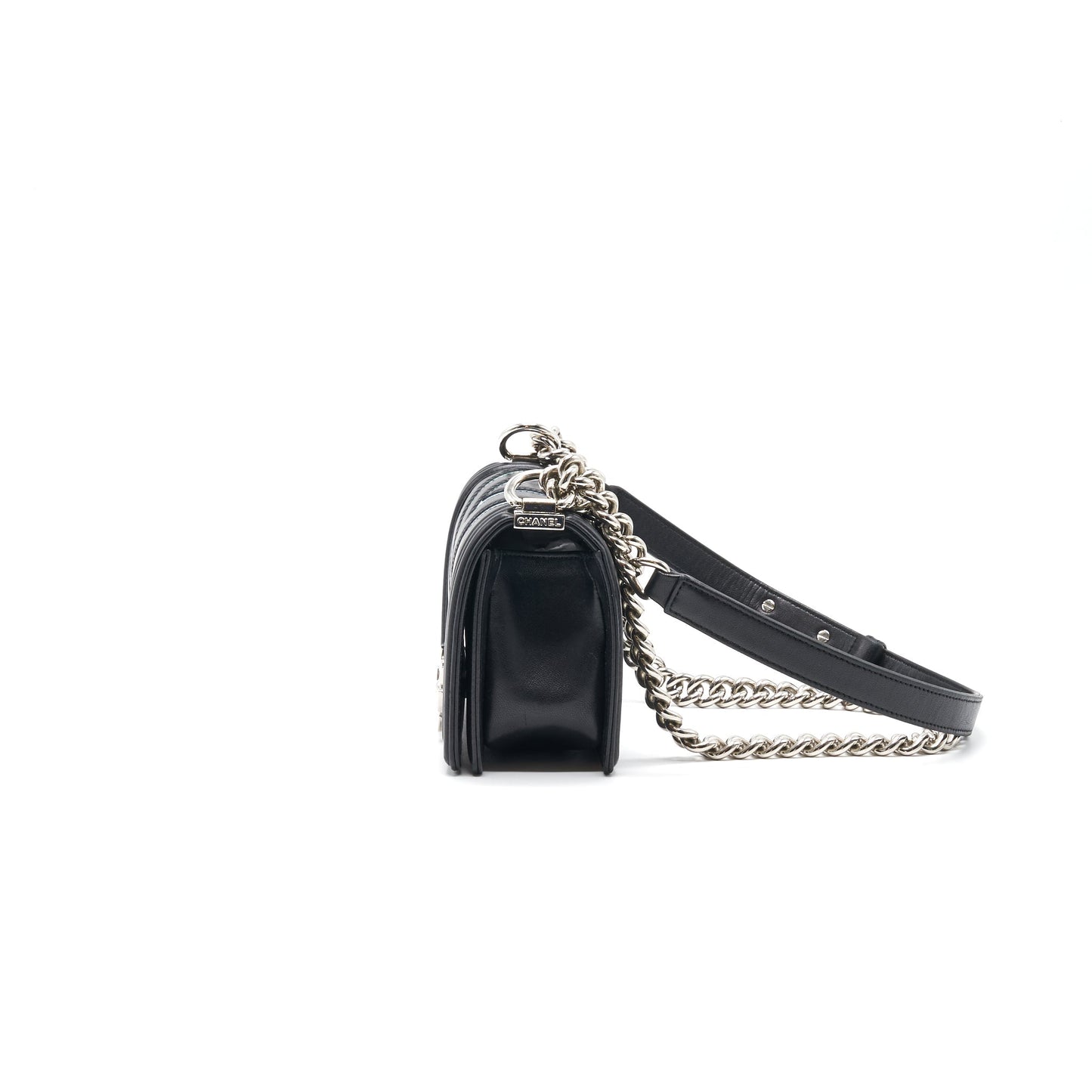 Chanel Small Chevron Le boy Lambskin Black Handbag