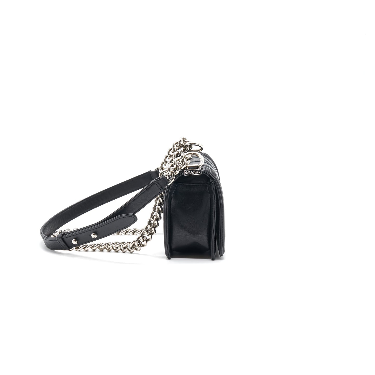 Chanel Small Chevron Le boy Lambskin Black Handbag
