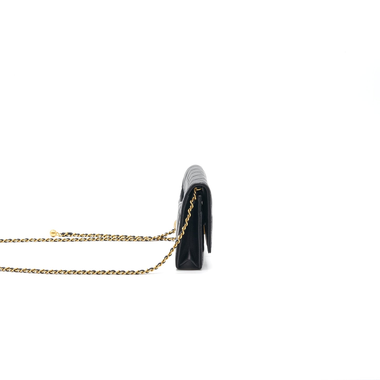 Chanel Lambskin Quilted CC Pearl Crush Wallet on Chain Black GHW Crossbody