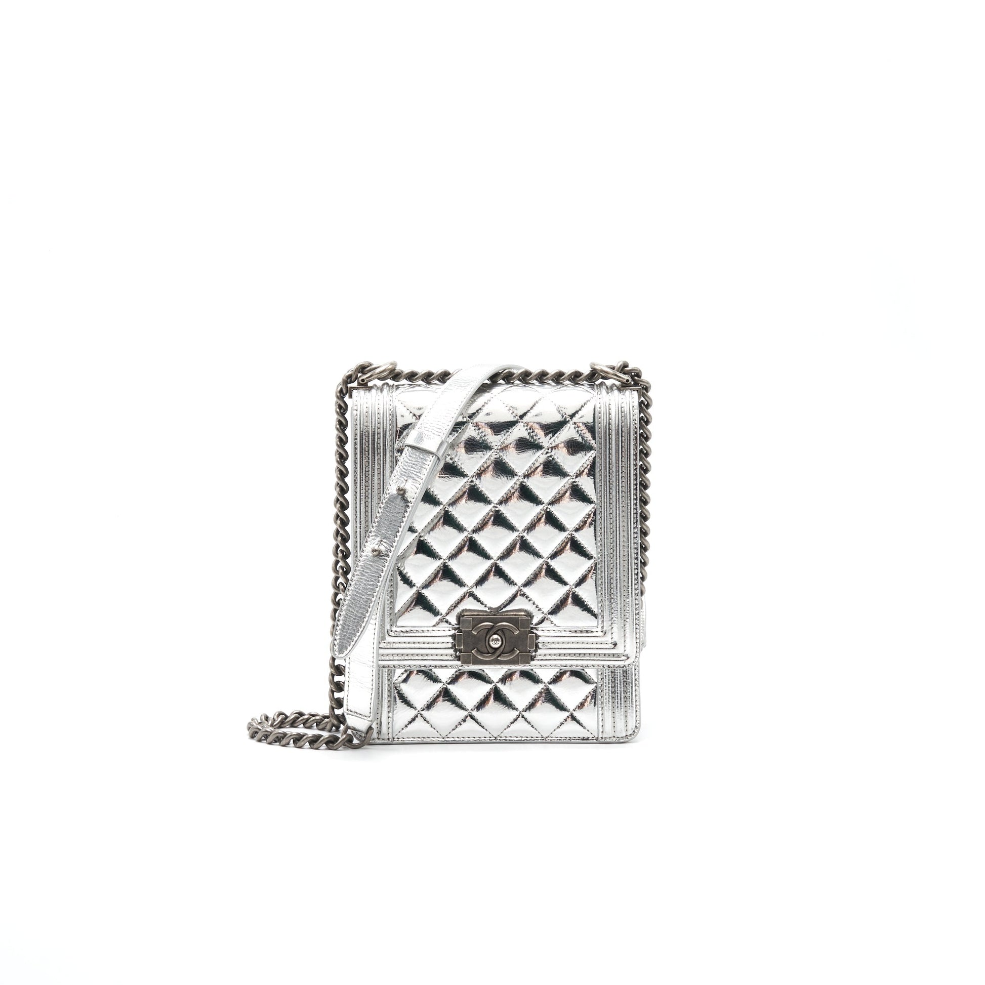 Chanel Boy Chanel Leboy Silver with Ruthenium Hardware Handbag