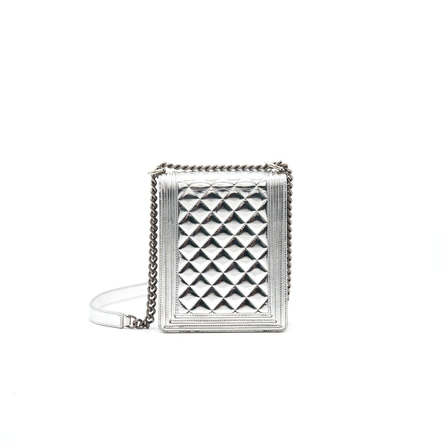 Chanel Boy Chanel Leboy Silver with Ruthenium Hardware Handbag