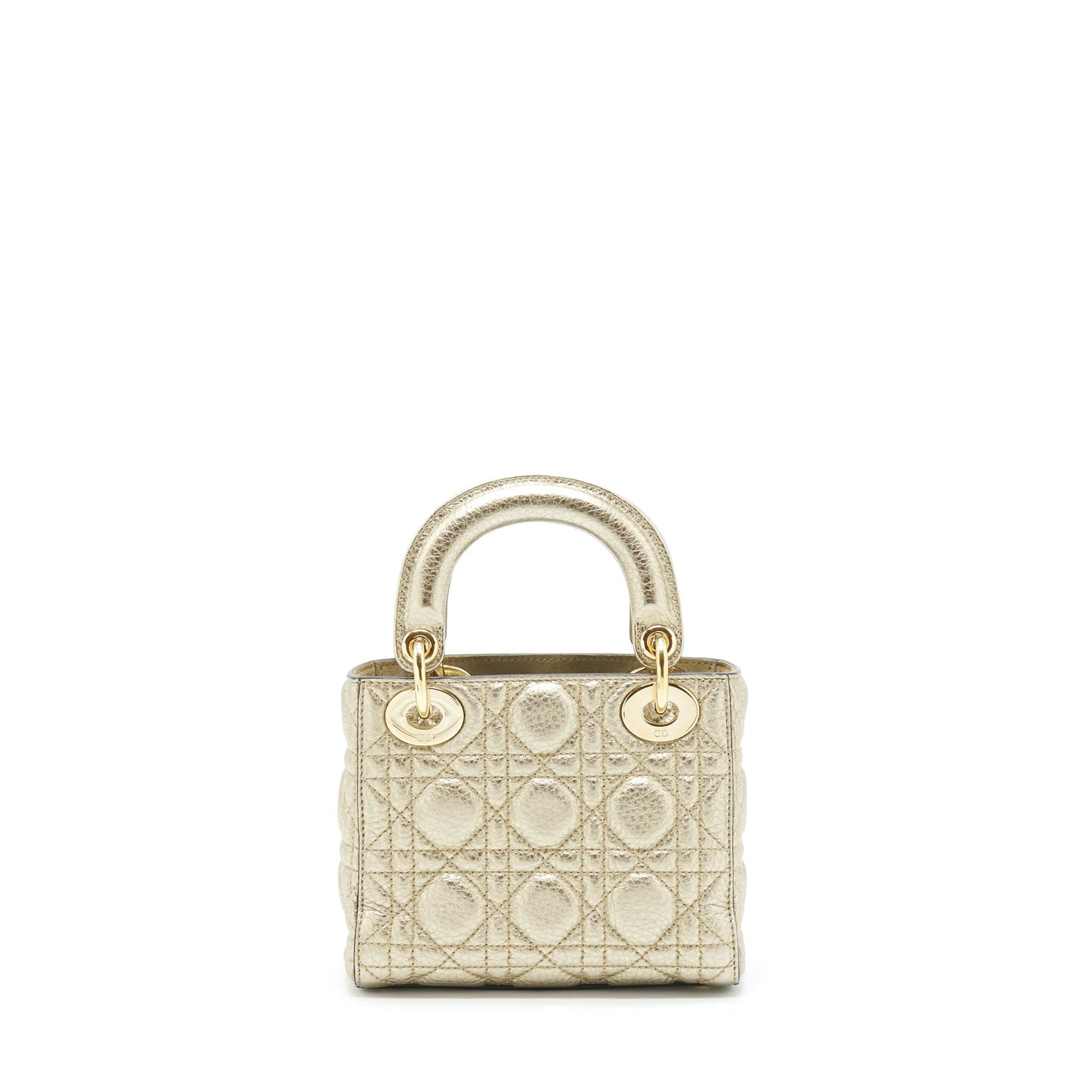 Dior Mini Lady Dior Supple Grained Calfskin Metallic Gold