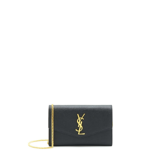 Saint Laurent/ Envelop Small Crossbody Purse Grained Calfskin Black