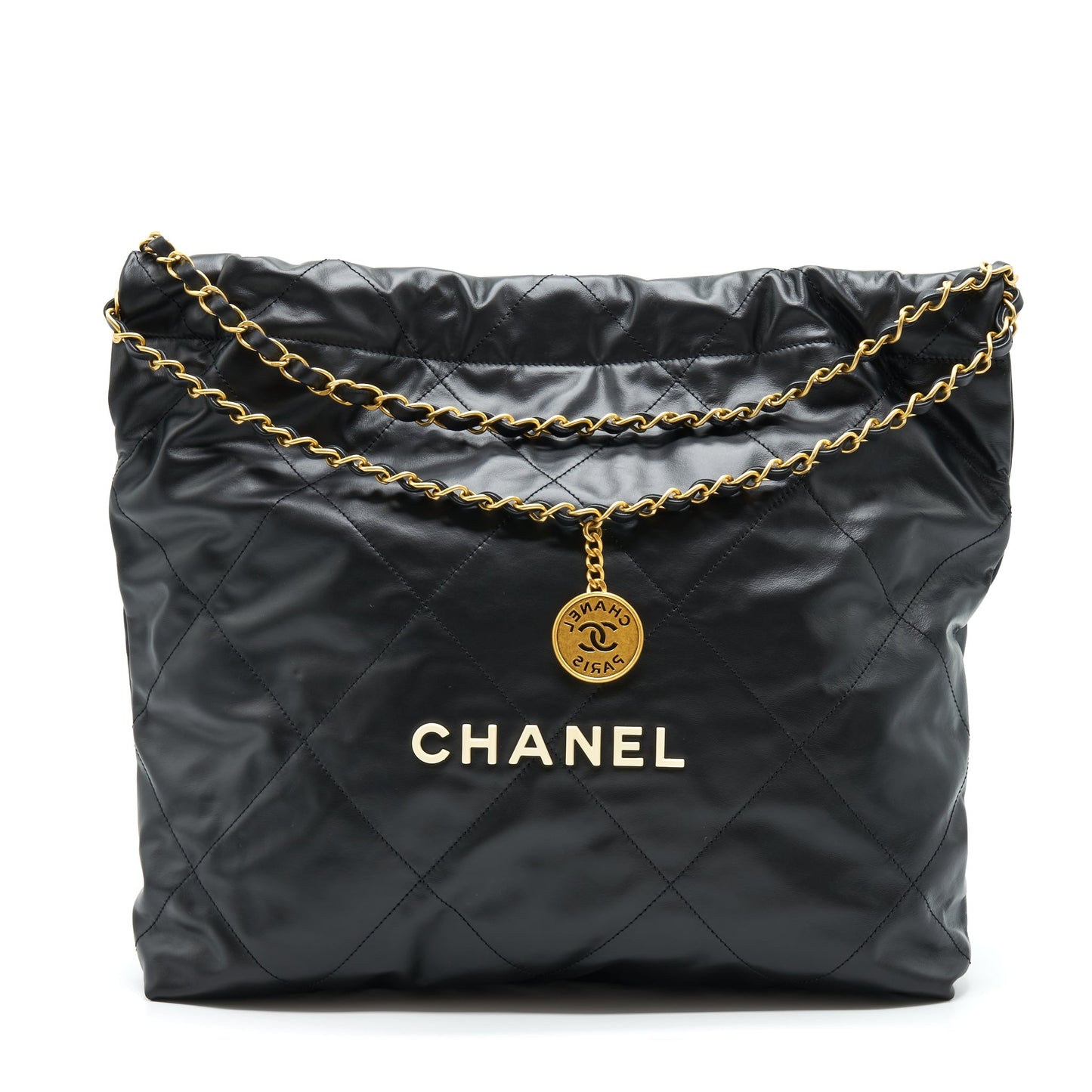 Chanel 22 Handbag Shiny Calfskin Black