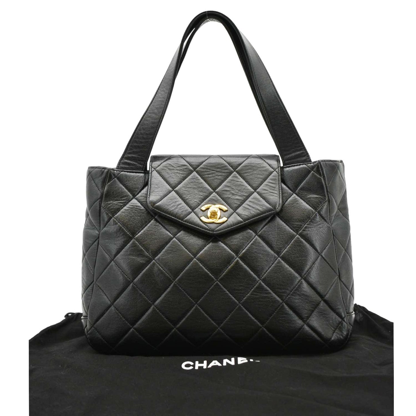 CHANEL Classic Flap  Quilted Leather Tote Bag Black