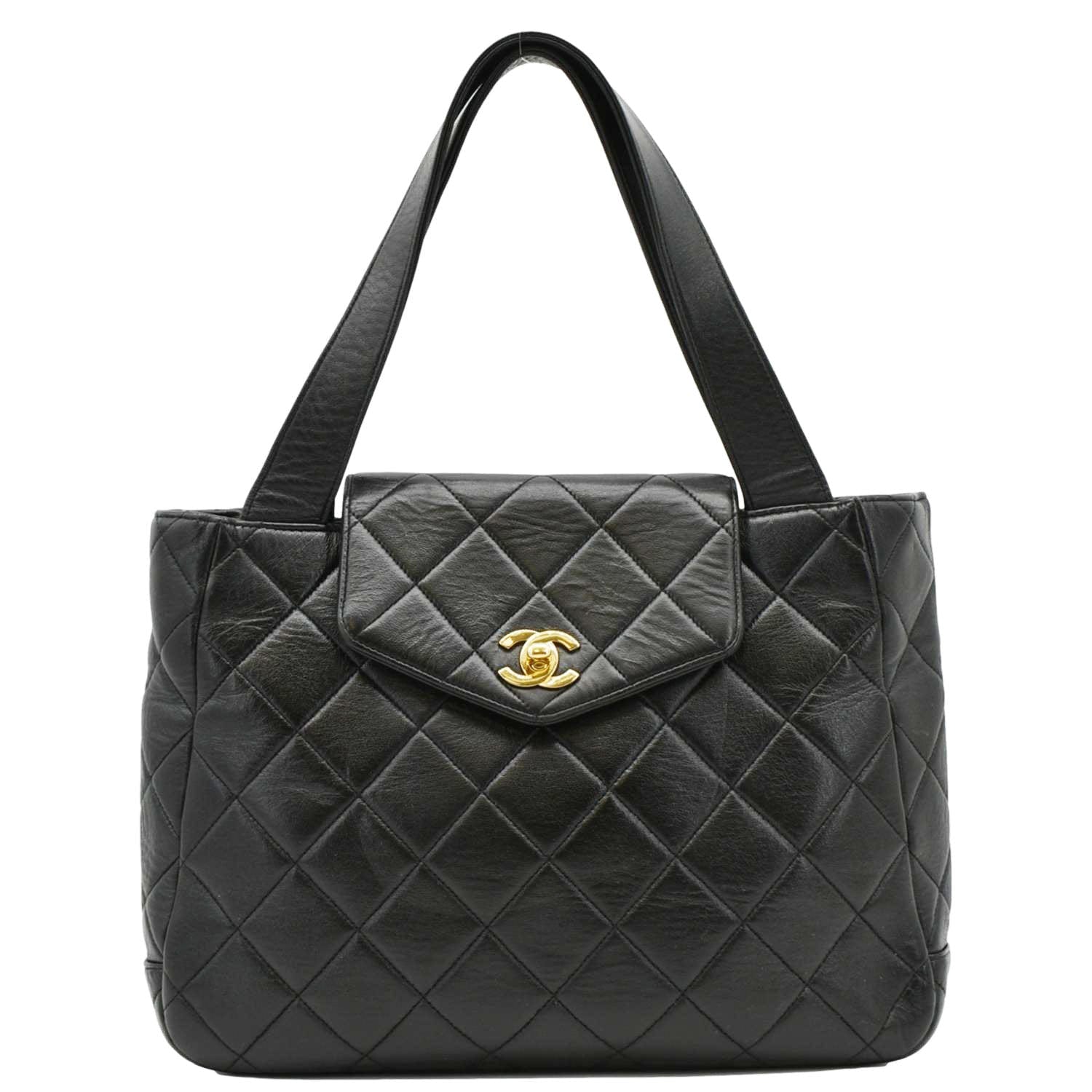 Chanel Classic Flap Quilted Leather Tote Bag Black