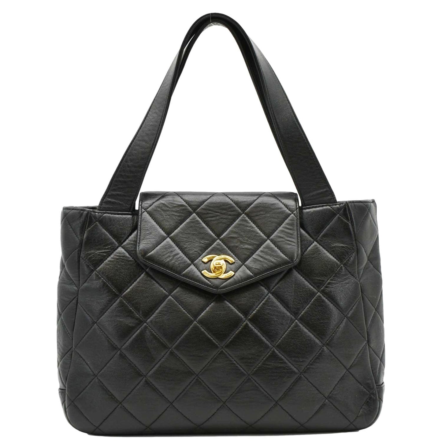 CHANEL Classic Flap  Quilted Leather Tote Bag Black