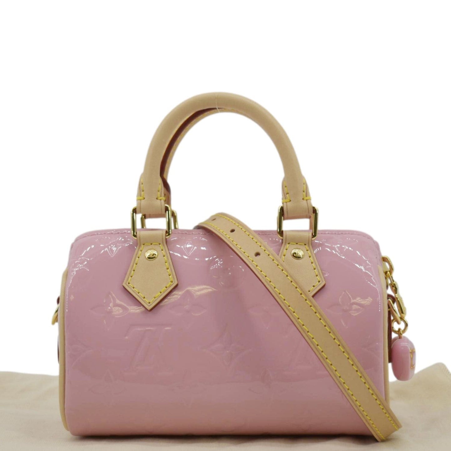 LOUIS VUITTON Nano  Monogram Vernis Crossbody Bag Light Mochi Pink