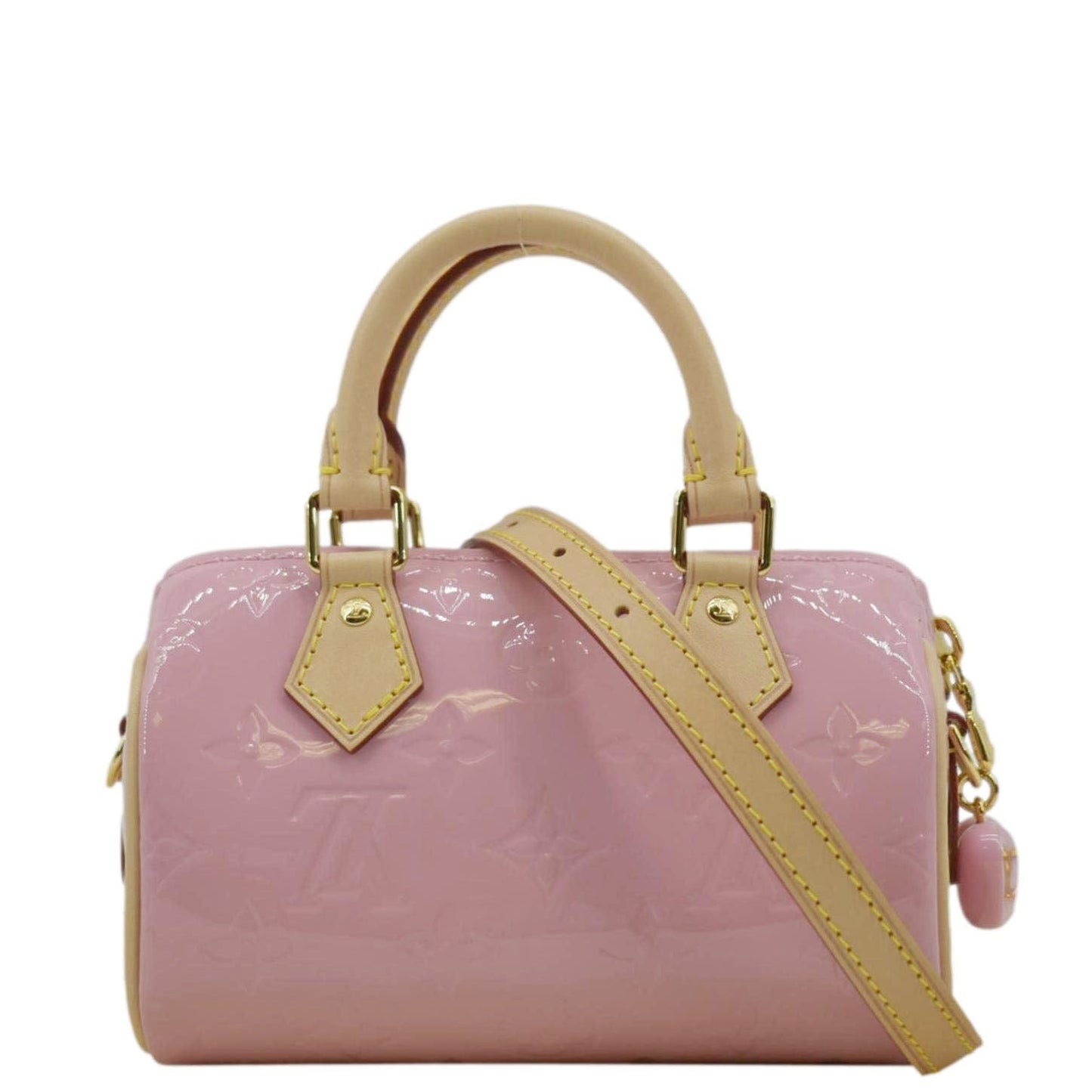 LOUIS VUITTON Nano  Monogram Vernis Crossbody Bag Light Mochi Pink
