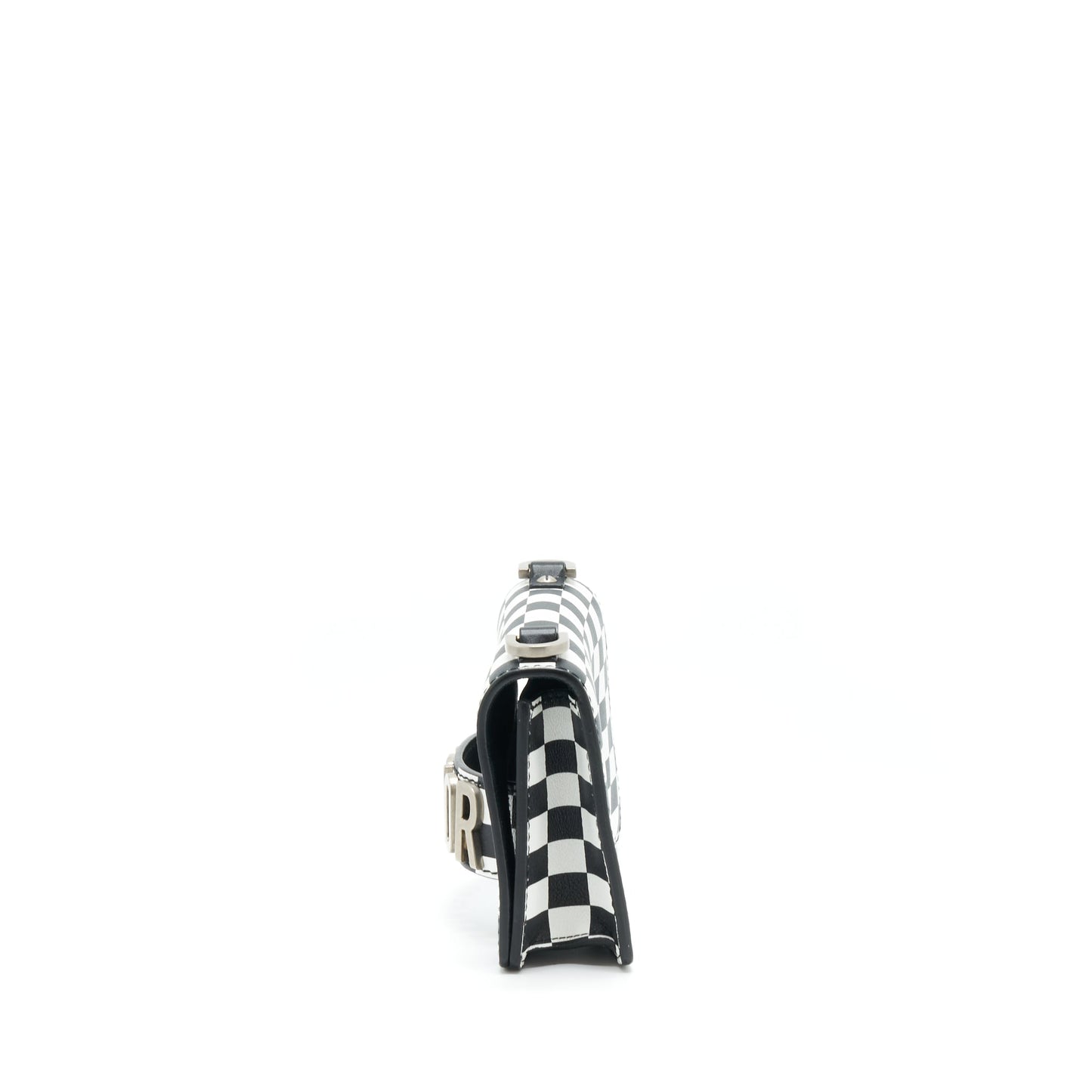 Dior Mini J’adior Flap Purse Black/ White With Wide Shoulder Strap
