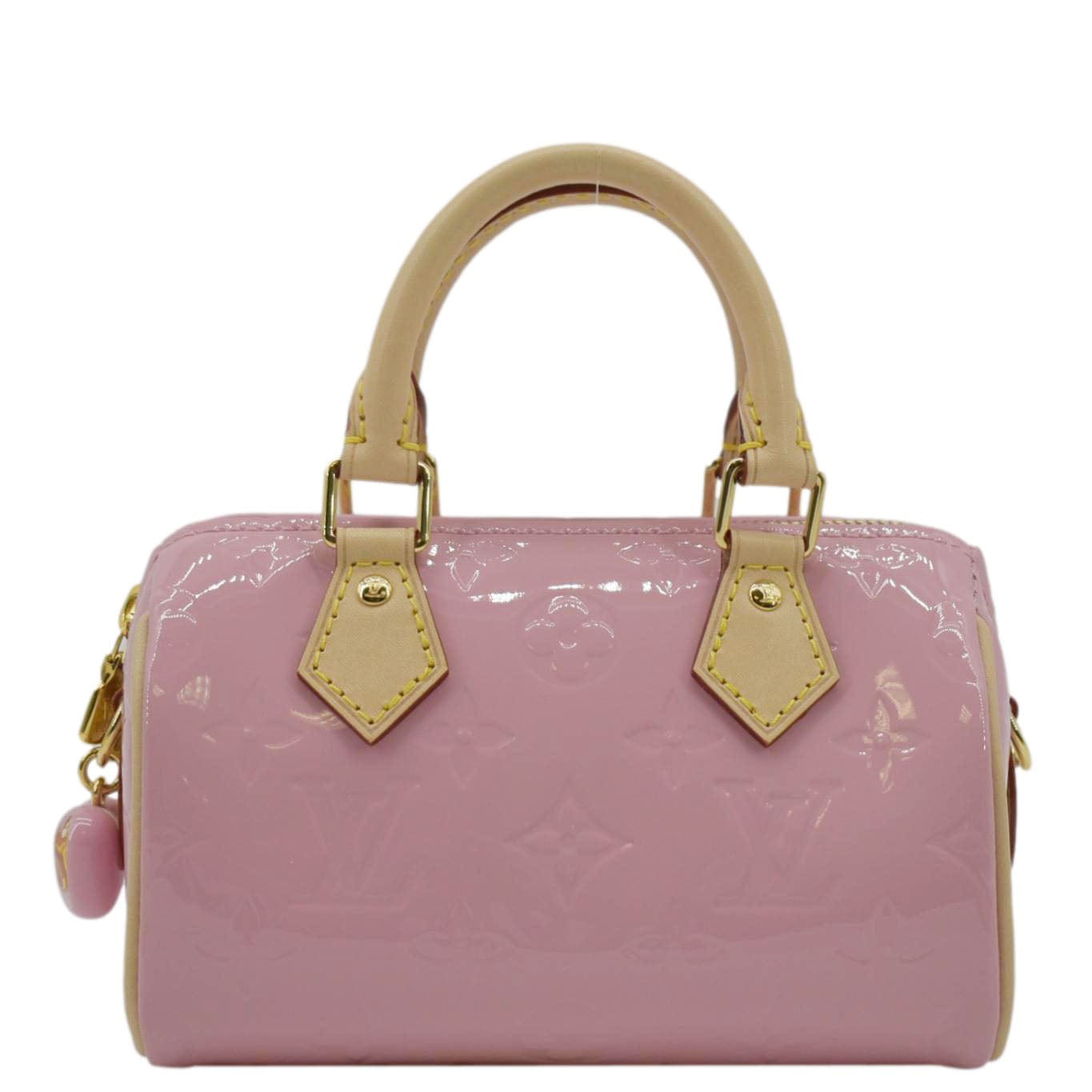 LOUIS VUITTON Nano  Monogram Vernis Crossbody Bag Light Mochi Pink