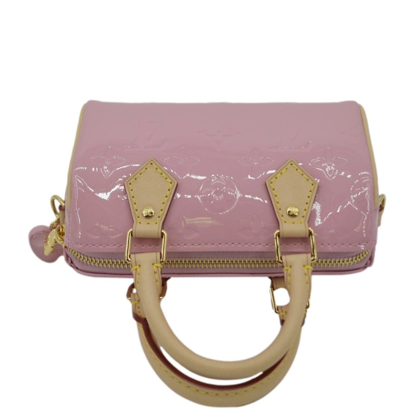 LOUIS VUITTON Nano  Monogram Vernis Crossbody Bag Light Mochi Pink