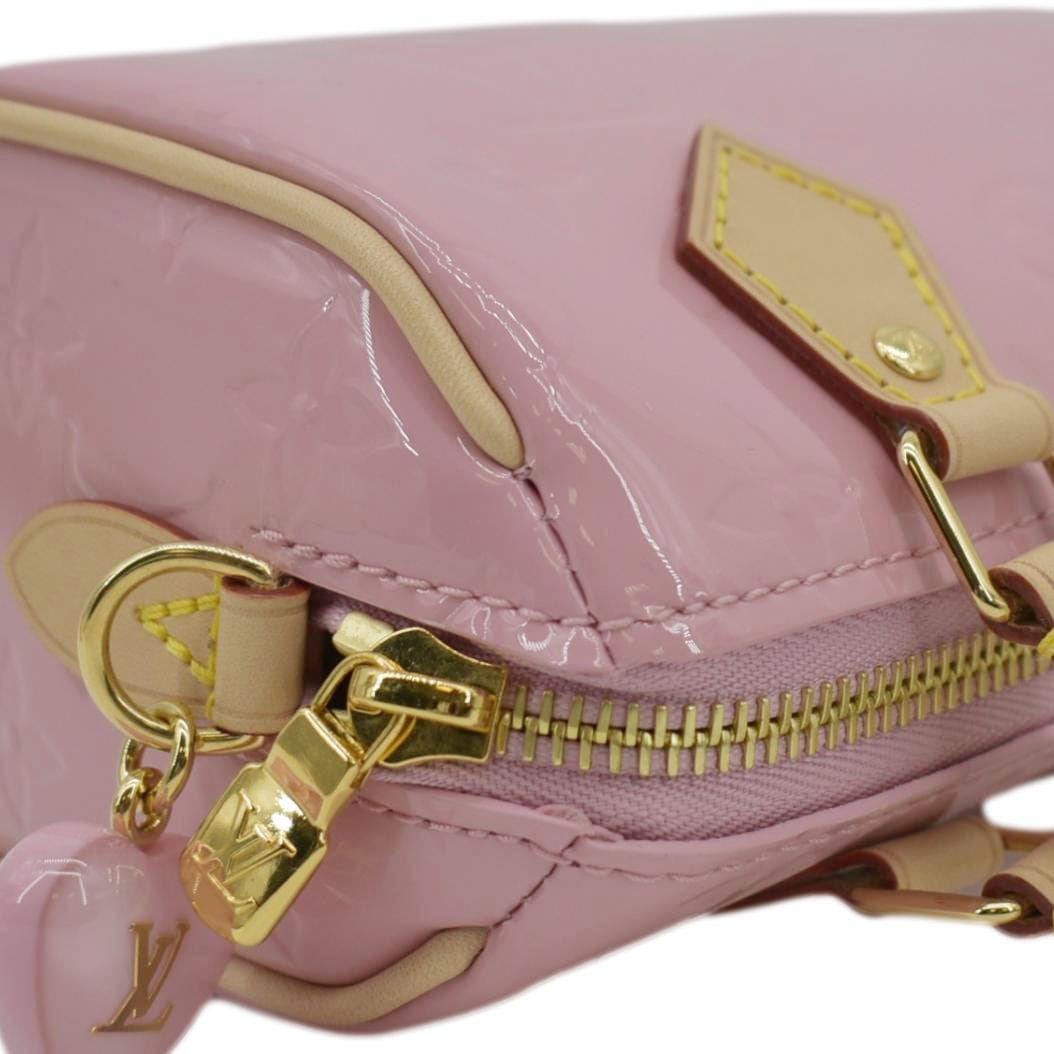 LOUIS VUITTON Nano  Monogram Vernis Crossbody Bag Light Mochi Pink
