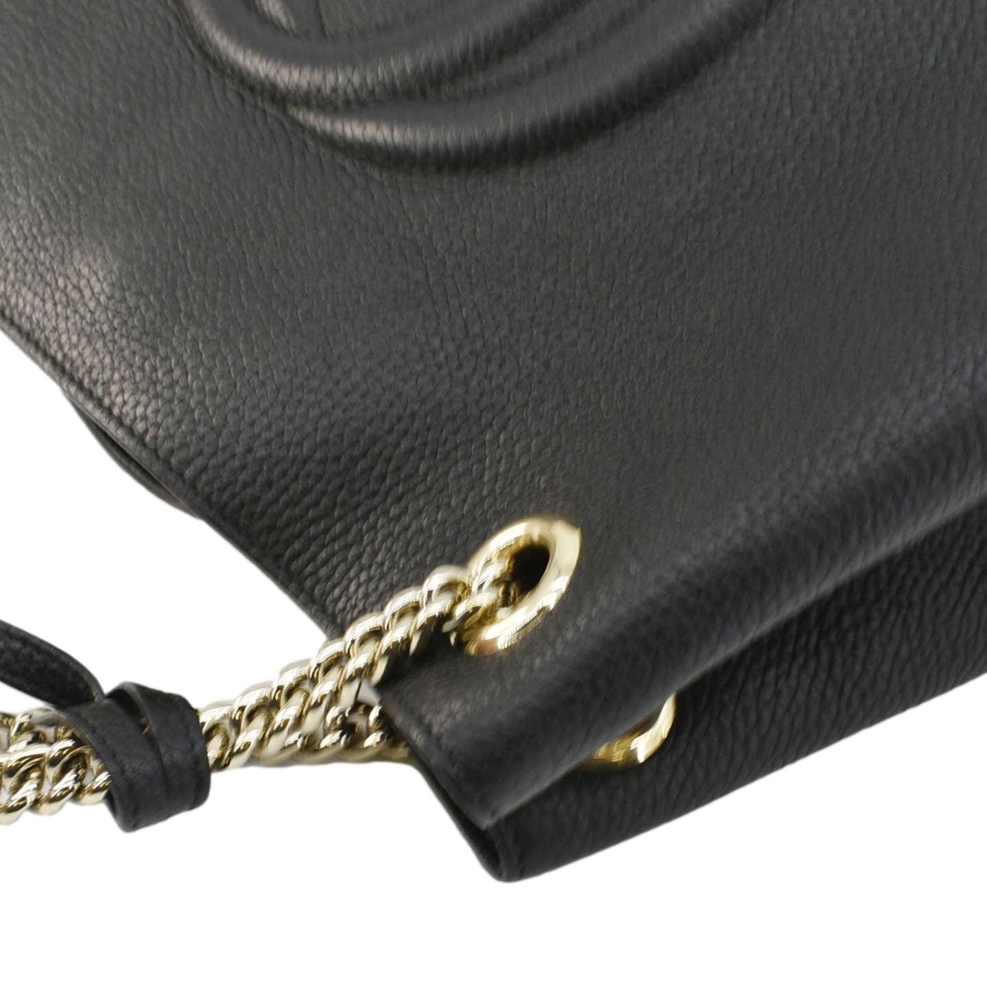Gucci Soho Medium Pebbled Leather Shoulder Bag Black 308982