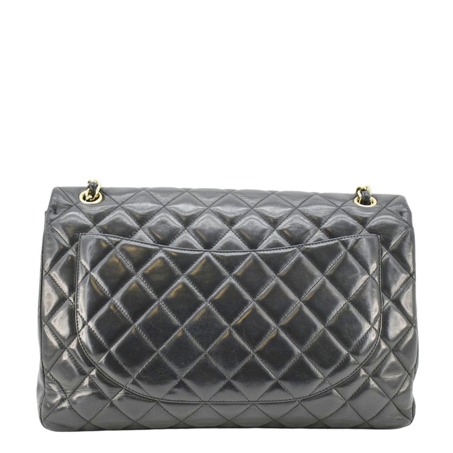CHANEL Maxi Classic Single Flap Quilted Leather Crossbody Bag Black