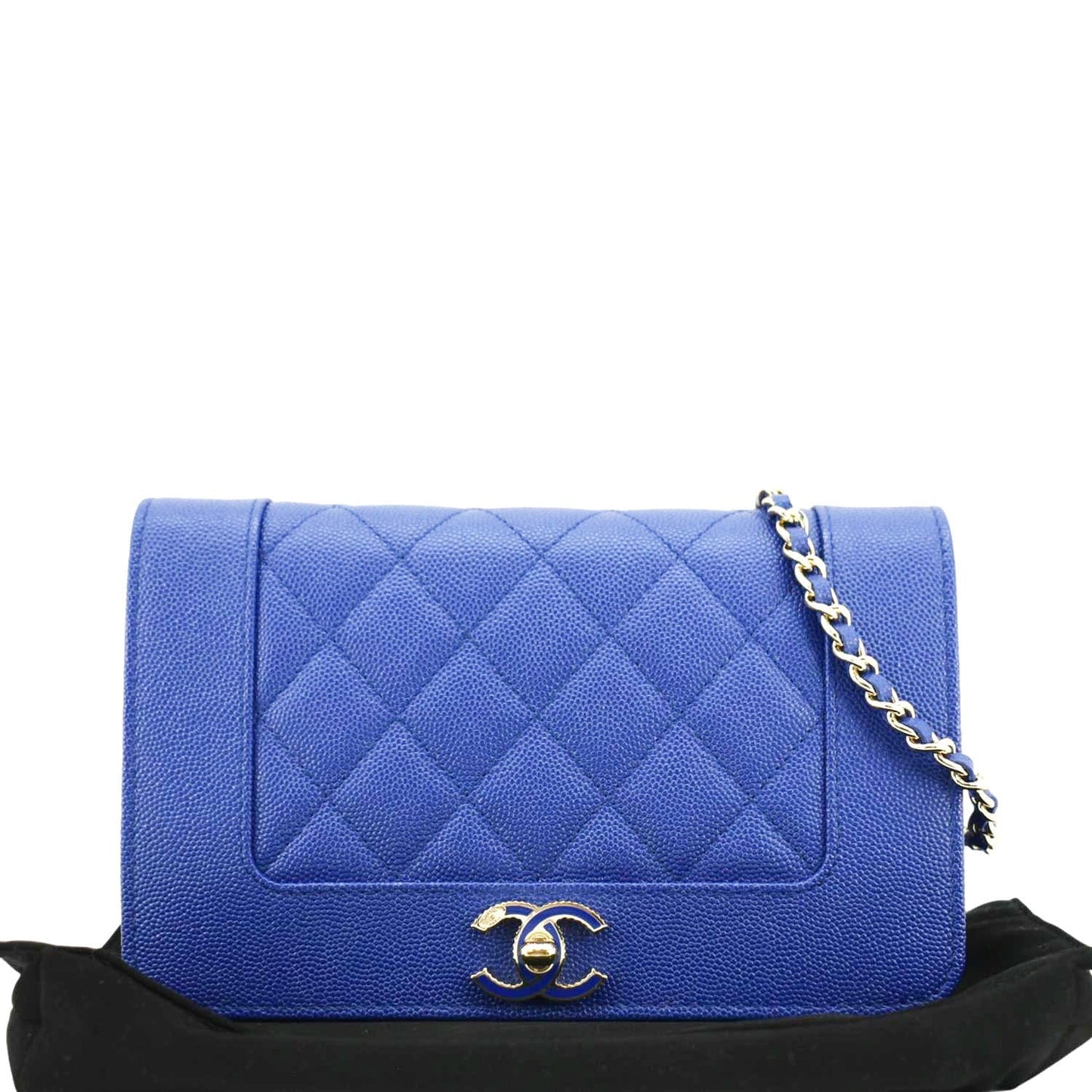 CHANEL Mademoiselle  Flap Quilted Leather Shoulder Bag Blue