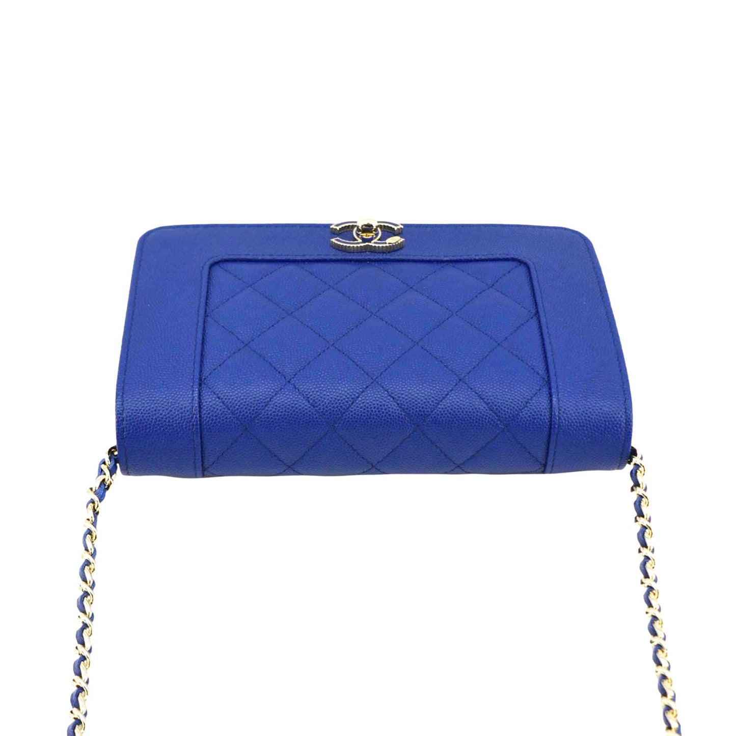 CHANEL Mademoiselle  Flap Quilted Leather Shoulder Bag Blue