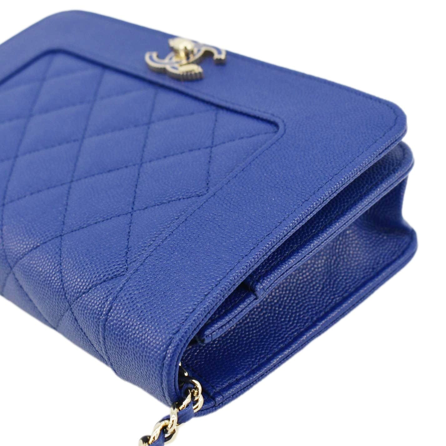 CHANEL Mademoiselle  Flap Quilted Leather Shoulder Bag Blue