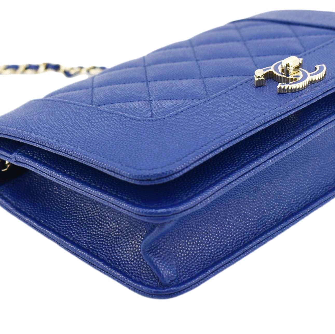 CHANEL Mademoiselle  Flap Quilted Leather Shoulder Bag Blue