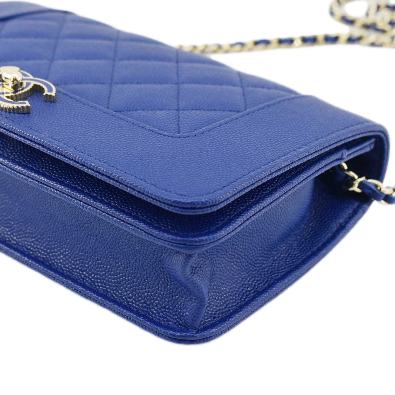 CHANEL Mademoiselle  Flap Quilted Leather Shoulder Bag Blue