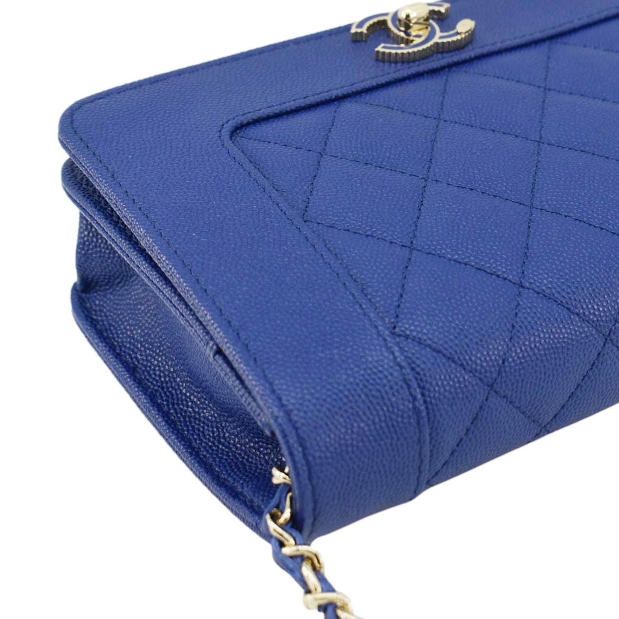 CHANEL Mademoiselle  Flap Quilted Leather Shoulder Bag Blue