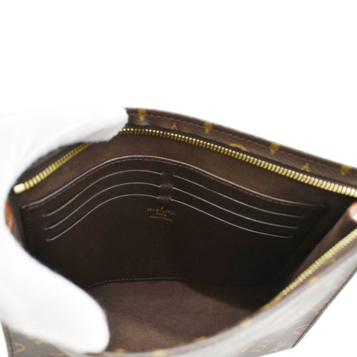 LOUIS VUITTON Toiletry Pouch On Chain Monogram Canvas Clutch Brown