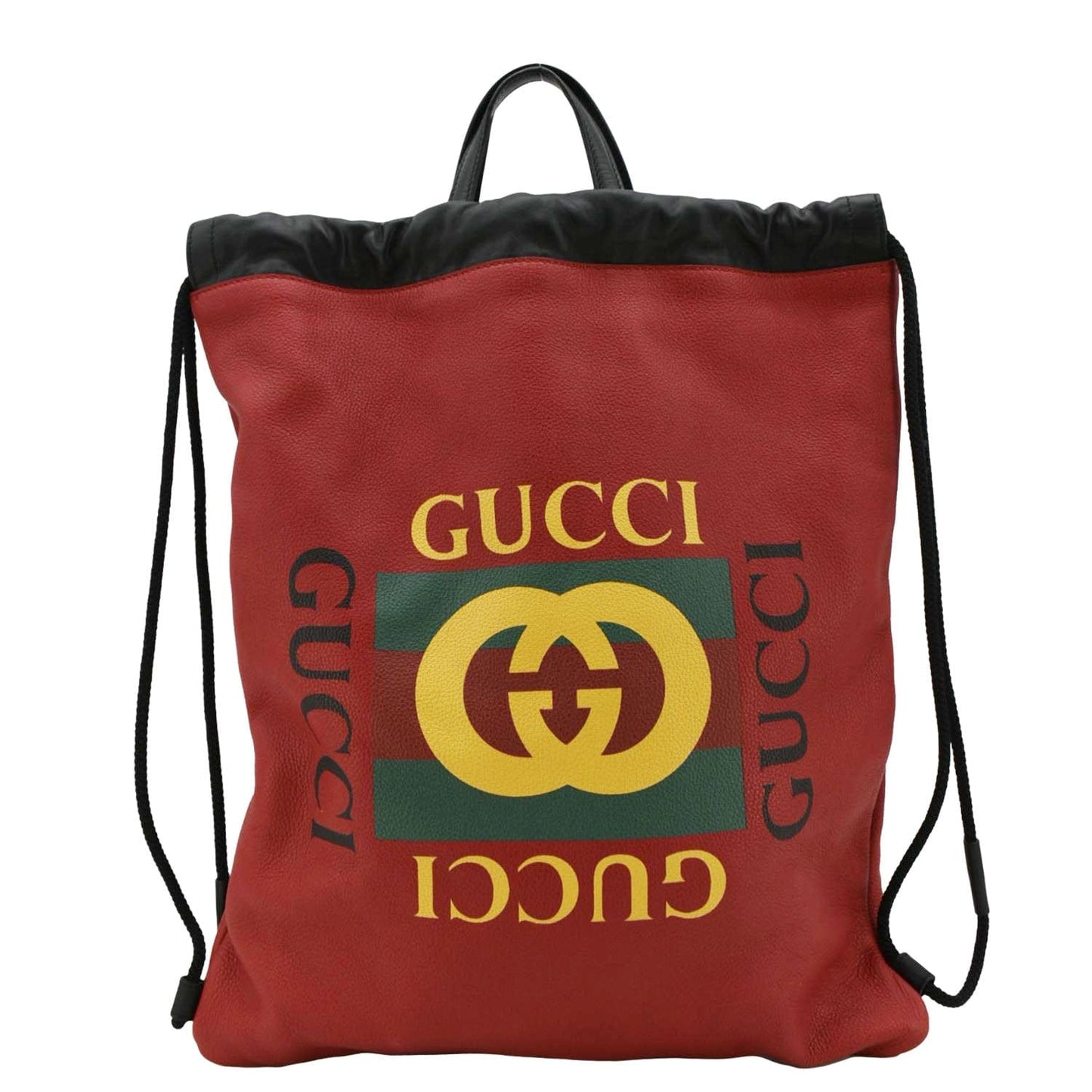 GUCCI Medium Leather Drawstring Tote Bag Red 516639
