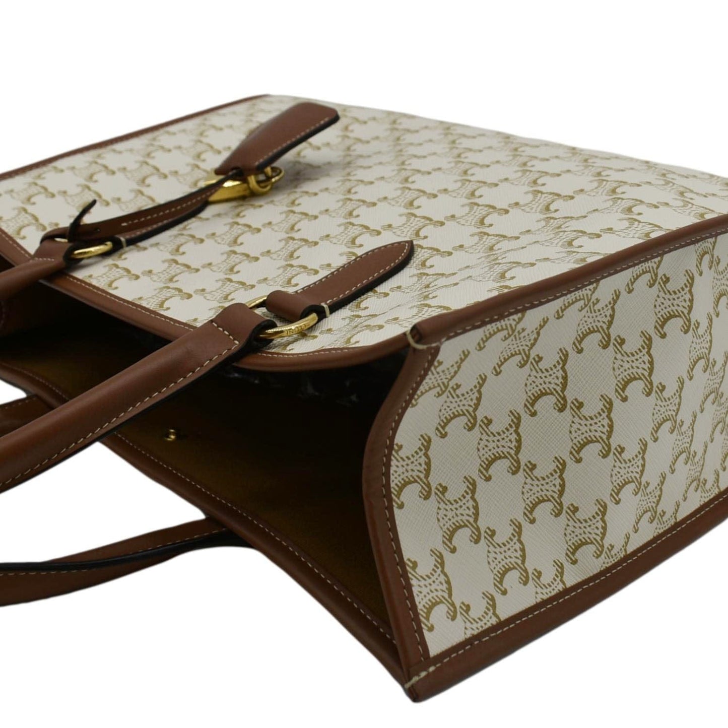 CELINE Horizontal Cabas Triomphe Canvas Tote Cream