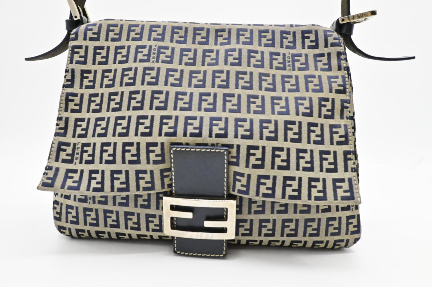 Fendi Mama Baguette in Navy Zucca Canvas