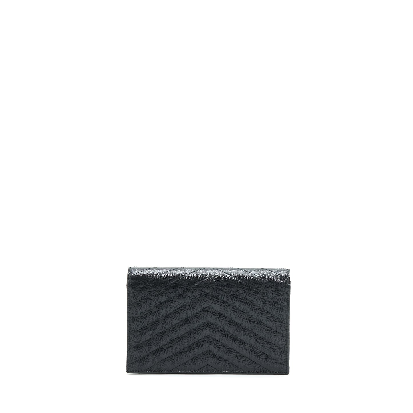 Saint Laurent/ Cassandra Matelasse Envelope Chain Wallet Grained Calfskin Black