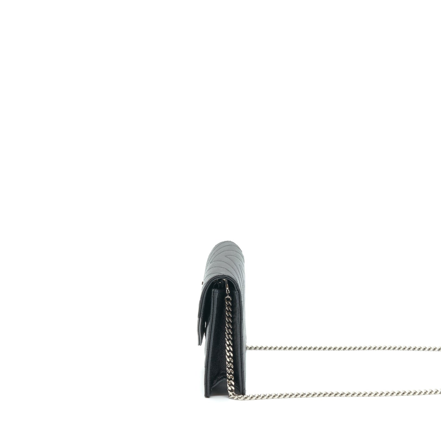 Saint Laurent/ Cassandra Matelasse Envelope Chain Wallet Grained Calfskin Black